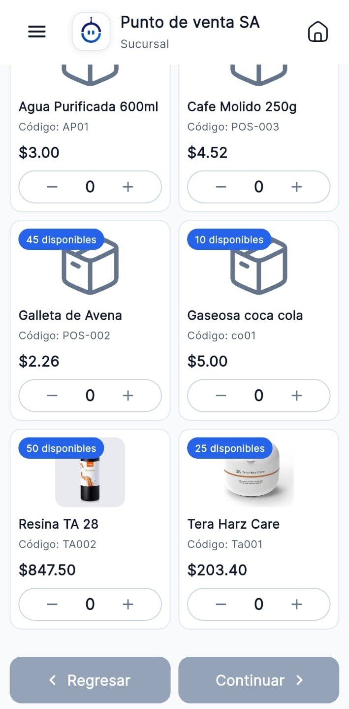 Pantalla aplicacion movil POS