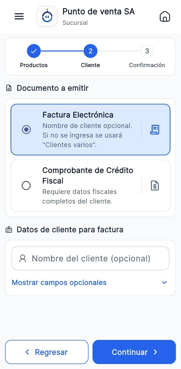 Pantalla aplicacion movil POS