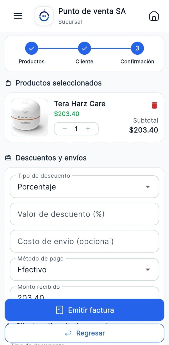 Pantalla aplicacion movil POS