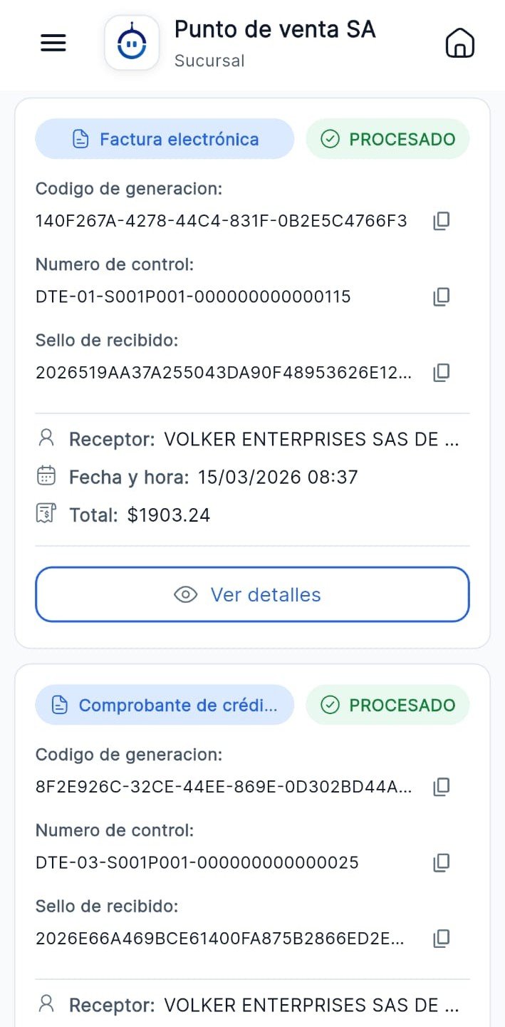 Pantalla aplicacion movil POS