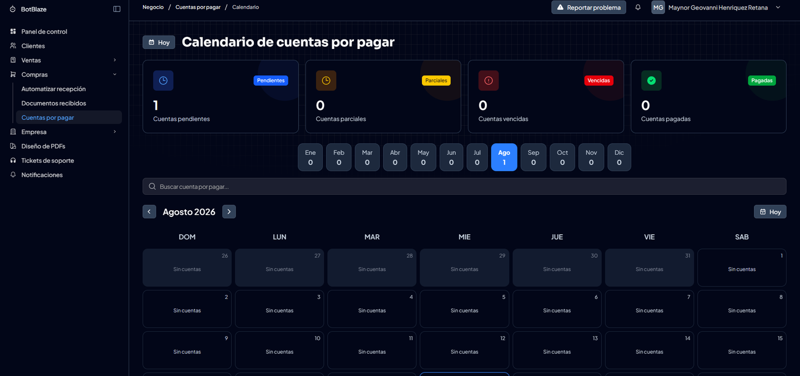 Calendario general de cuentas