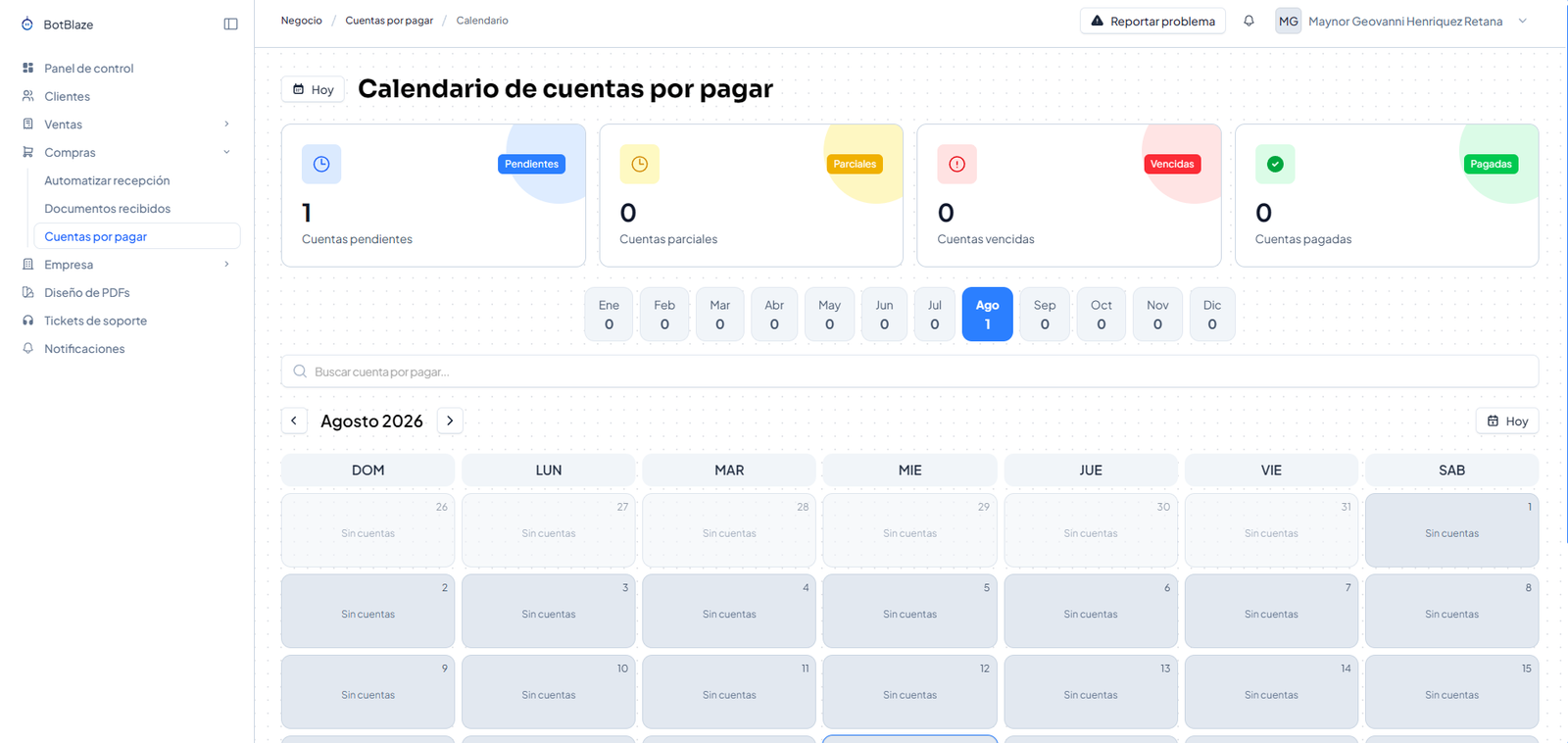 Calendario general de cuentas